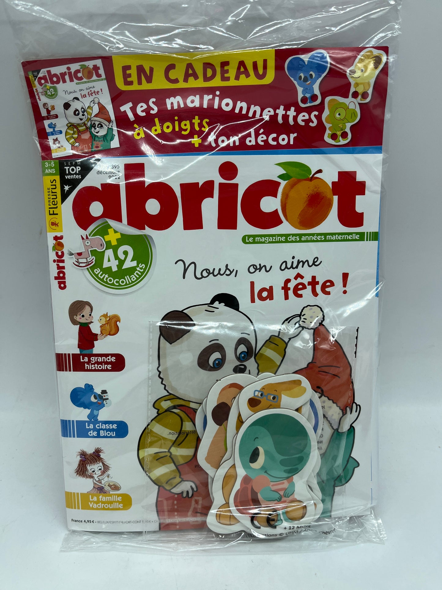 Livre d’activité Magazine abricot avec ces marionnettes à doigts Neuf !